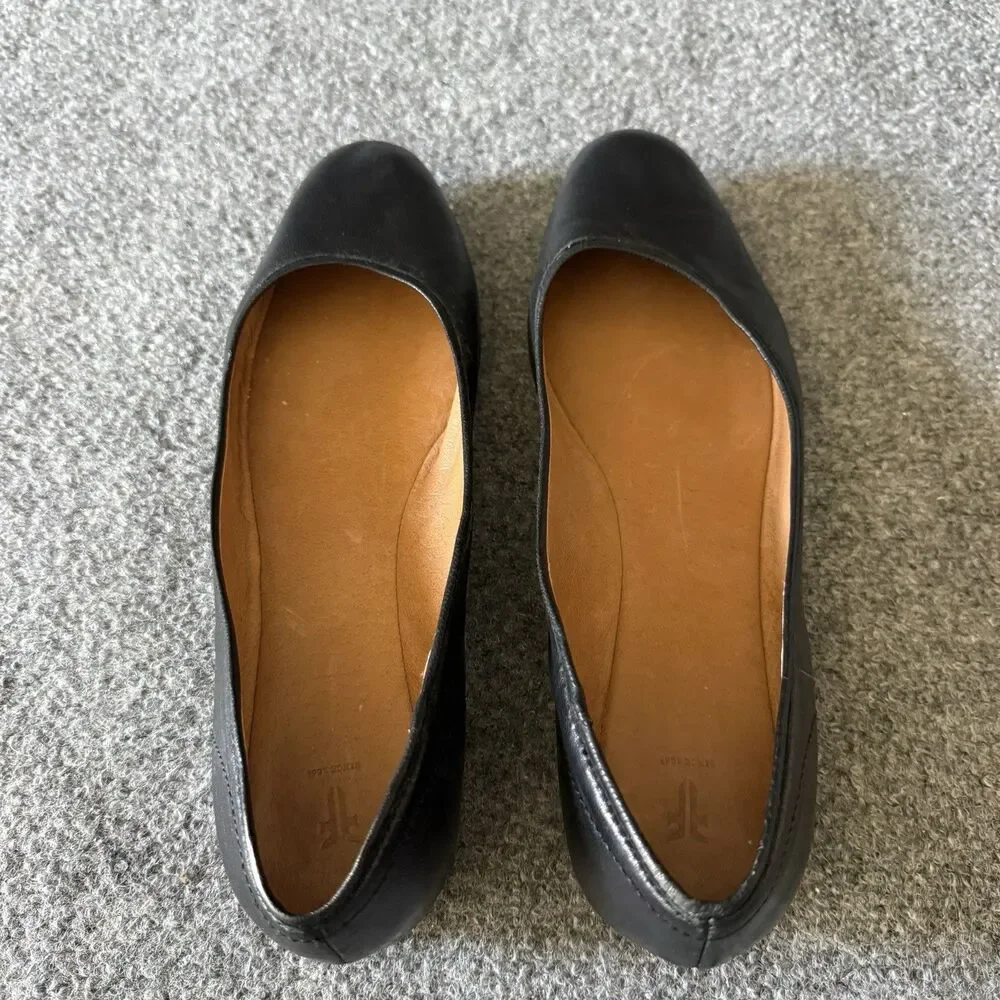 Frye Black Leather Slip-On Ballet Flat Round Toe Women's US 8.5 Comfort - Picture 3 of 10
